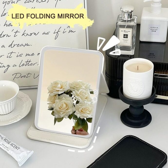 ⁦مرآة مكياج بإضاءة LED⁩ - الصورة ⁦2⁩